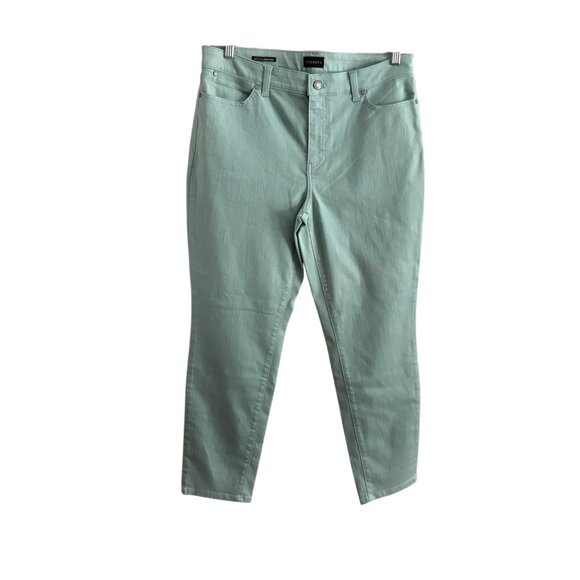 Talbots Petite Women 12P Mint Green Denim Cotton Blend Stretch Slim Ankle Jean - Picture 2 of 10